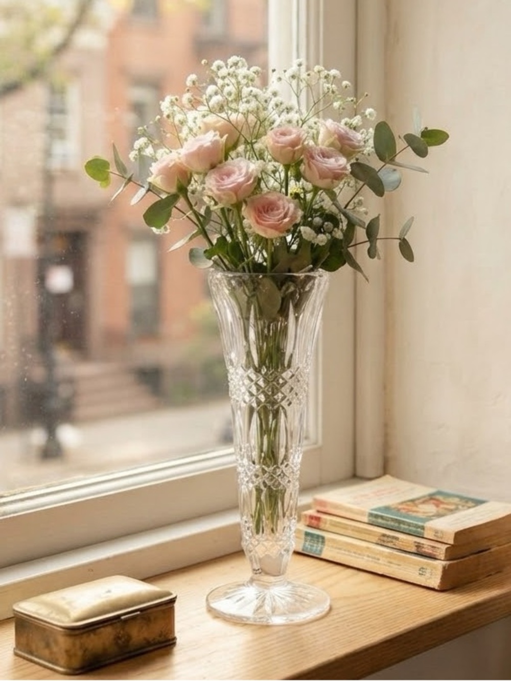 Elegant Crystal Vase Lead Crystal Flower Bud Vase 8"